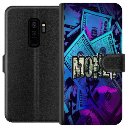 Kompatibel Tegnebogsetui til Samsung Galaxy S9+ Penge motiv dollar sedler blå og lilla farvetema med stort money tema perfekt til luksus økonomi og gr