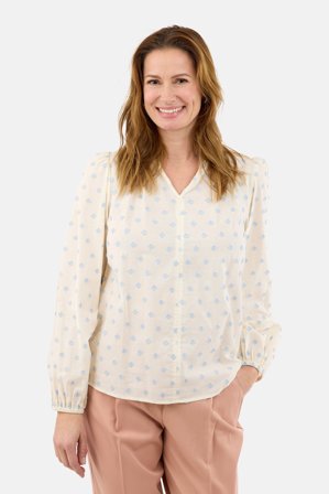 B. COPENHAGEN - Langærmet Bluse - Creme - Diskret Mønster