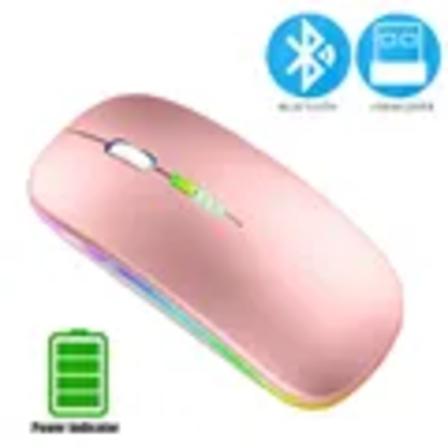 Bluetooth 5.0 Langaton Hiiri Kannettava Tietokone PC Macbook Pelaamiseen Hiiri 2.4GHz USB Ladattava RGB Valo Virran Ilmaisin Rose Gold