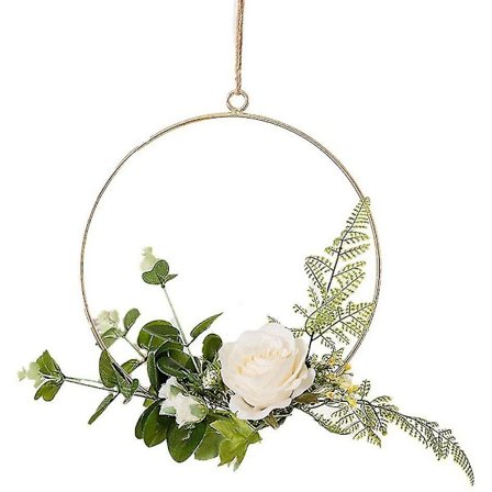 Kunstig Blomst Hængende Dekoration Fra Rund Metal Ring Væghængning Til Fødselsdag Bryllup Fest Hjem Tilbehør