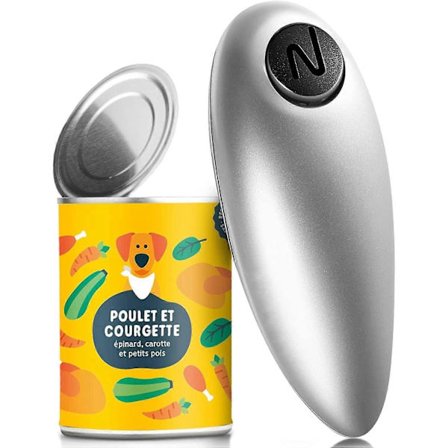 Elektrisk dåseåbner, håndfri dåseåbner åbner nemt alle dåsestørrelser med glat kant [DB] Sølv