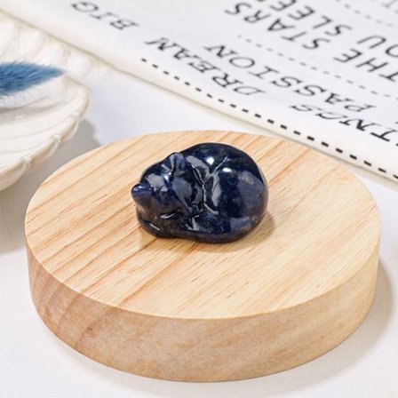 Naturlig kristall kattstatyett sovande kattstaty 6 6