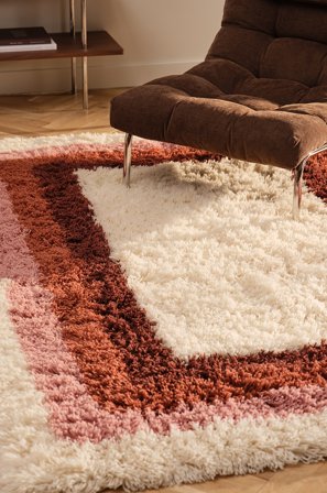 Jotex - Ullteppe Bomull/Ull Rosa/rød/naturhvit ORION - Kjøp Ulltepper hos Jotex