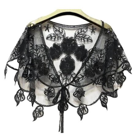 Dam Sjal Aftonklänning Cape SVART svart