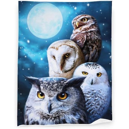 Filt Uggla Söt Mjuk Flanell Filt Antistatisk Tvättbar Filtar för Säng Soffa_Särskilda gåvor