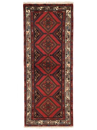 Hand Knotted Persian Hamadan Rug 77X190 Black/Dark Red