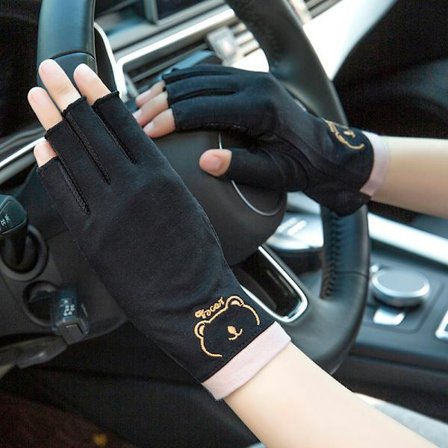 Sommar halvfinger exponerade tunna handskar för kvinnor, solskydd, UV-skydd, bilkörning, cykling, halkskydd