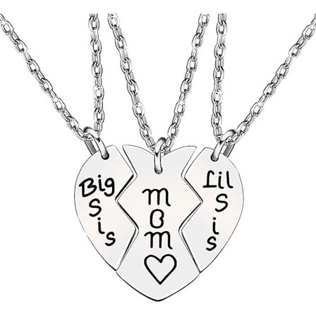 3-pack Halsband med Hänge för Par - acsergery Present till Mamma Stor Liten Syster