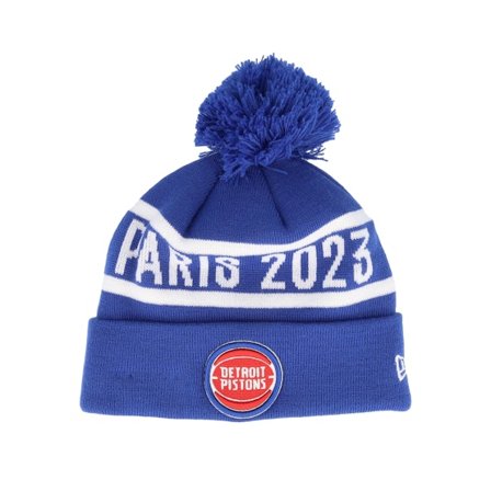 New Era - NBA Blauw pom Beanie - Detroit Pistons NBA Paris Game Team Beanie Blue Pom @ Hatstore