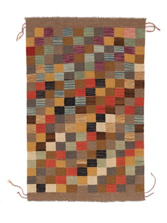Tapis Kilim Moderne 116X178 Marron/Noir (Laine, Afghanistan)