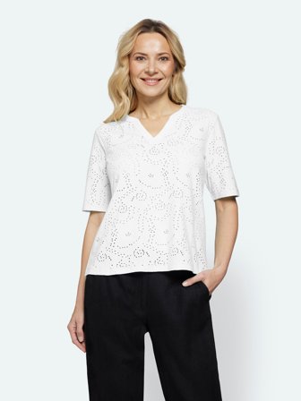 SIGNATURE - T-shirt - Hvid - Broderie Anglaise