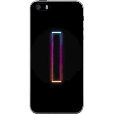 Kompatibel Mobilcover til Apple Apple iPhone SE (2016) Minimalistisk neonbogstav I i regnbuefarver mod mørk baggrund