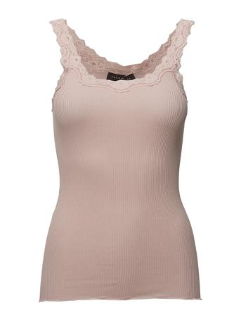 Silk Top W/ Lace T-shirts & Tops Sleeveless Rosa Rosemunde*Betinget Tilbud
