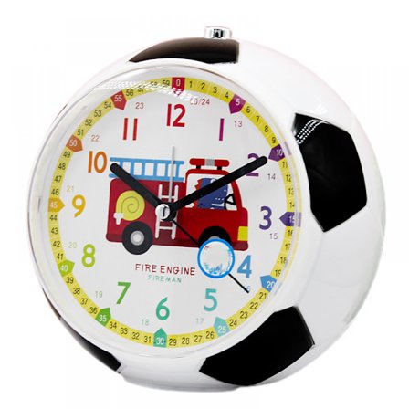 Vekkerklokke for soverom, tegneserie vekkerklokke fotballklokke nattlys, studenters barnerom dekorasjon skrivebordsklokke (rød bil)