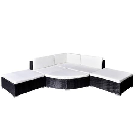 Vidaxl Loungeset För Trädgården Med Dynor 6 Delar Konstrotting S Svart
