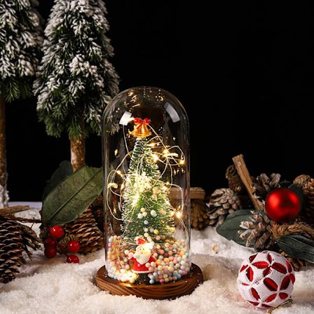 PVC Joulukuusi hartsi Joulupukki lasikupu LED-lamppu joululahjakoristeet, 11,5 * 11,5 * 21,5 cm