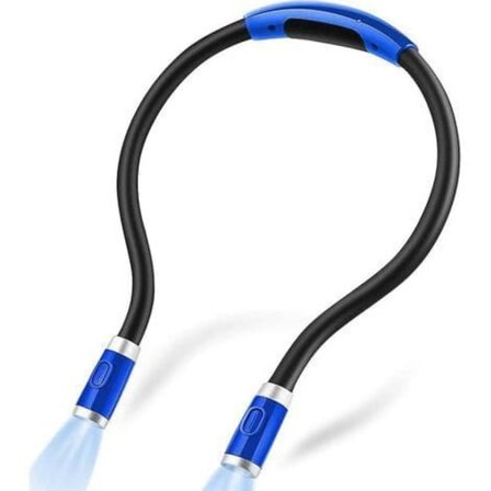 Rund LED-leselampe for strikking, håndverk, hekling, blå svart