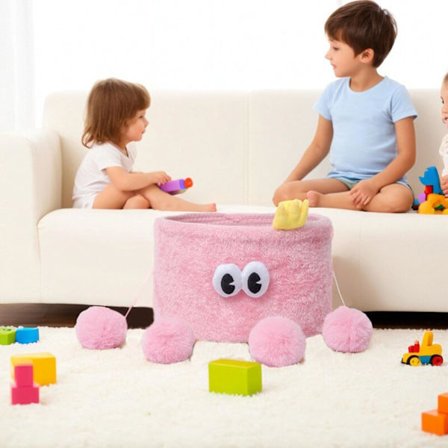 Søt Vevd Oppbevaringskurv - Flerbruksorganisator for Stue Soverom Baby Shower Barn Innendørs Bruk