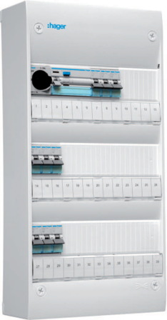 Hager GD313SF Sentralapparat Type: Gamma, IP30 3 x 13 moduler, Elfordeling & strømforsyning