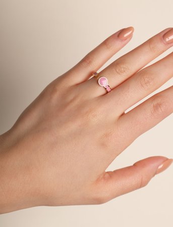 Design Letters Rainbow Dot Ring - Pink - ONE SIZE