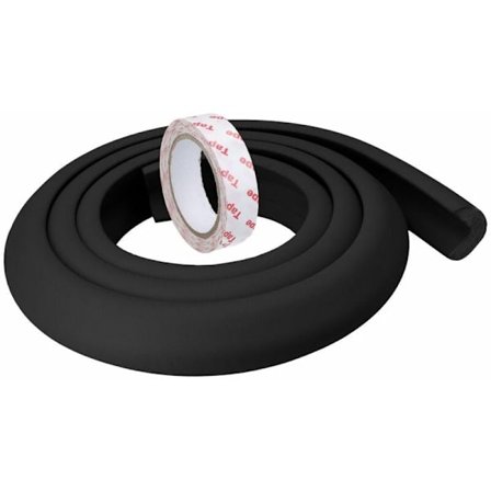 Kantbeskyttelse hjørnebeskyttelse sort med klæbefilm egnet til børn 2 meter selvklæbende