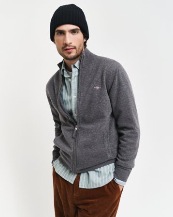 GANT Herren Superfine Lambswool Strickjacke (M) Grau