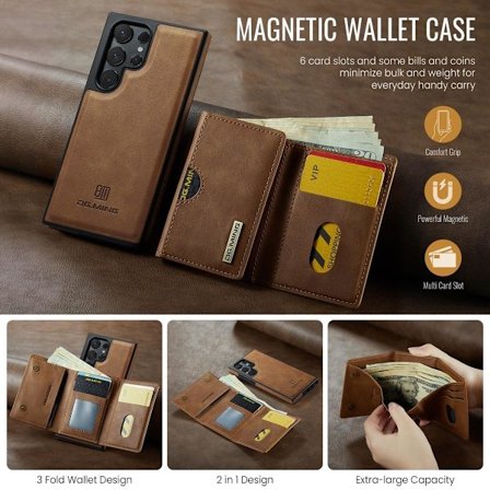 (For Samsung Galaxy S22) DG.MING M6-serien Leather Case: RFID-bl