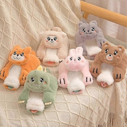 Varmtvandsflaske med blødt betræk 500ml Sød Dyre Varmtvandspose Til Smertelindring, Nakke Og Skuldre, Fodvarmer_jar