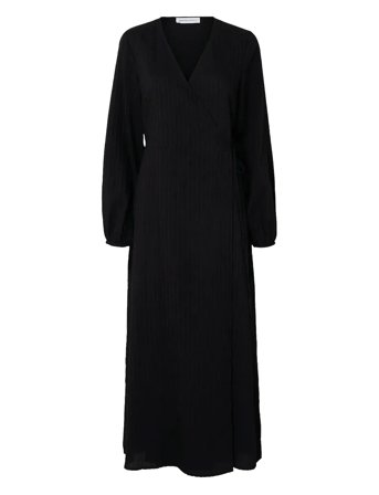 Slflucia-Susie Ls Ankle Wrap Dress B Black Selected