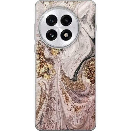 Kompatibelt Mobildeksel til OnePlus 13 Beige guldmarmor luksuriøs design med myke linjer og metallisk glans inspirert av elegant interiørstil