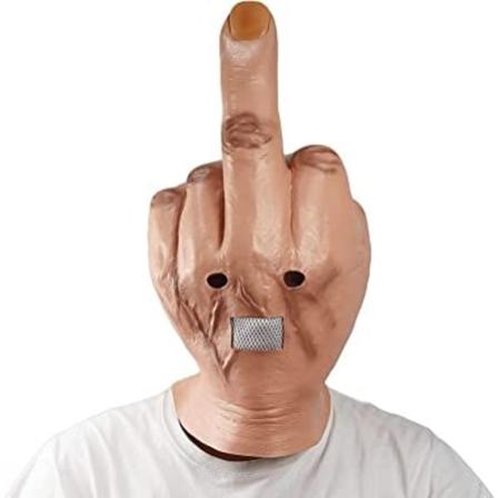 Skummel fingermaske Nyhet Langfingerfestmaske Halloweenkostyme Latexmaske Latex Full Head, Hvit