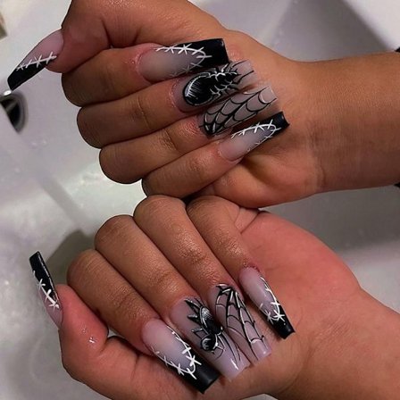 24 stk Halloween Fake Nails Gradient Negle Tryk på negle