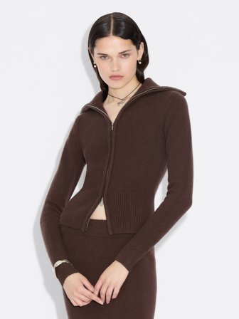 Holzweiler Line Wool Cardigan - Dk. Brown - Women's - Medium