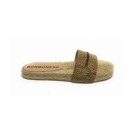 Borbonese Leather briefs with rope background op ds21bo02 6du919-684 , Beige , Dames , Maat: 36 EU Slippers