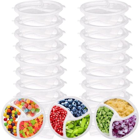 10/20/50-sett lunsjboks og snackboks med 3 rom, gjenbrukbare saus- og krydderbeholdere