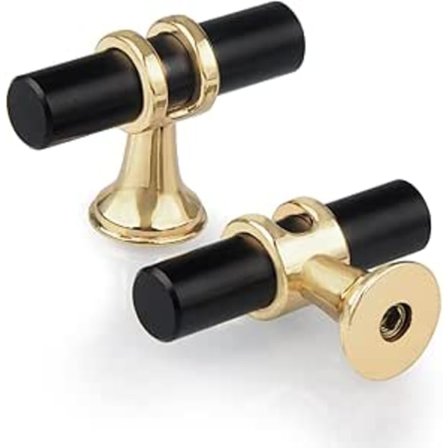 10-pack med enhåls T-handtag för lådor, moderna T-handtag för skåpsdörrar i zinklegering, enhålshandtag för köksmöbler, garderober, sovrum, skruvar