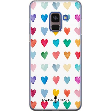 Yhteensopiva Puhelinkuori Samsung Samsung Galaxy A8 (2018) Cactus and Friends - Watercolor Love Grid