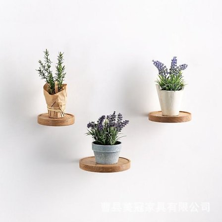 2 stk Tykke Træ Flydende Hylder, Runde Væghængte Hylder, Husholdnings Træ Væghylde Til Diverse