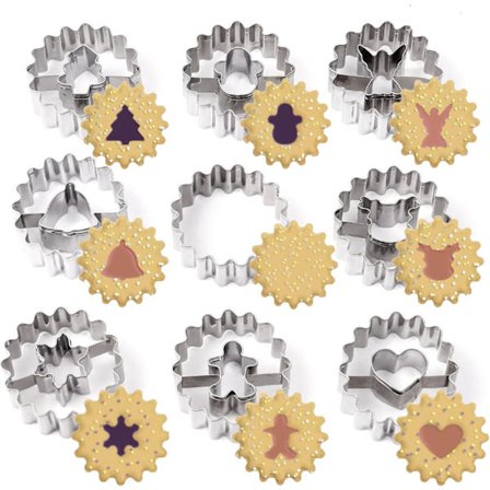 9 Dele Mini Julekageforme Sæt, Kageforme, Rustfrit Stål Udhulet Kageforme til Fest Bagning DIY