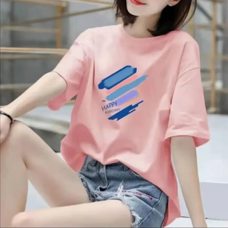 Puuvillasta valmistettu lyhythihainen T-paita naisille, kesäuusi sateenkaaren graffitipainatus puolihihainen T-paita