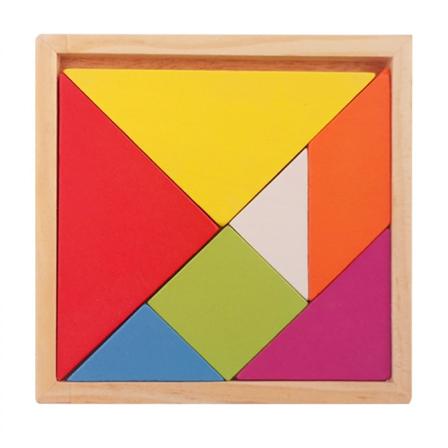 Setti, puinen pulmapelilohkoja värikkäitä Tangram-lajittelijoita, Tangram-palapelit taaperoille pojille tytöille 3+