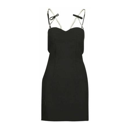Abito corto con bretellina in strass - Simona Corsellini - A22Cpab041 , Zwart , Dames , Maat: M Feestjurken