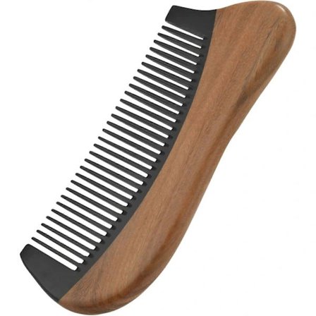 2 stk Naturlig Grønn Sandeltre Hårkam - Ingen Statisk Tre Kam med Fine Tenner Svart Horn Kam (Grønn sandeltre)