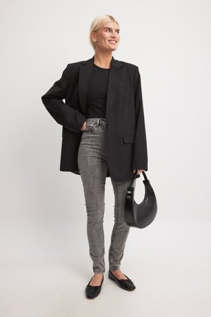 NA-KD Skinny High Waist Stretch Jeans - Skinny Jeans - Grå - EU 32