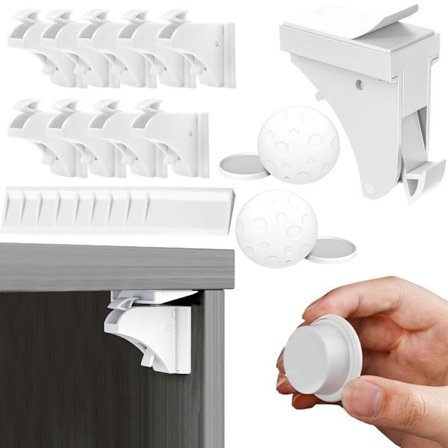 10x Usynlige Magnetlåse til Skabe og Skuffer - Børnesikring