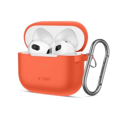 Tech-Protect silikoninen koukkukotelo Apple AirPods 3:lle - oranssi
