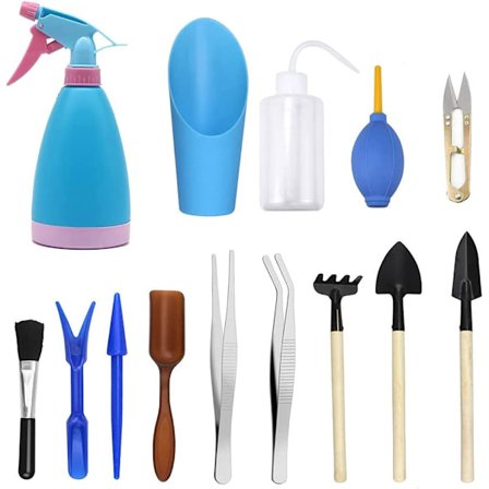 Mini trädgårdsredskap set (14 st), trädgårdsväxtverktyg set Minia
