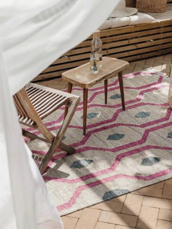 Lavable Tapis D’intérieur/Extérieur Cosmou Rose