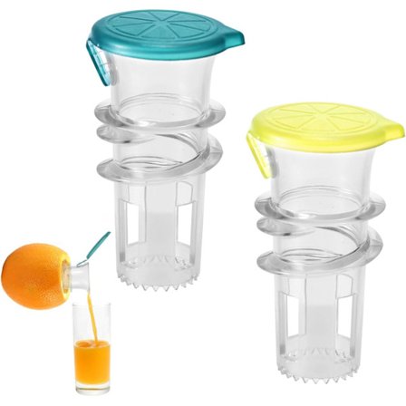 2-pack portabla citronpressar i plast, 2025 Ny kompakt skruvlock Citronjuicer Manuell citruspress med lock Juiceextraktor