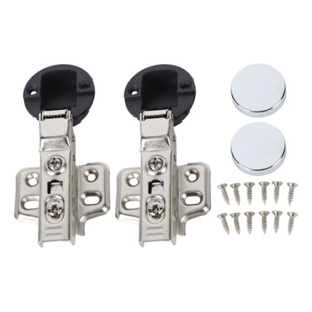 2 Sett Rustfritt Stål 201 Skap Glassdør Hengsel 35mm Kopp Demping Buffer Midtre Bend Halv Overlay 9mm